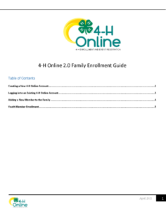 4-H Enrollment Guide front page image