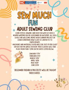 Cover photo for Sew Much Fun - Monthly Adult Sewing Class